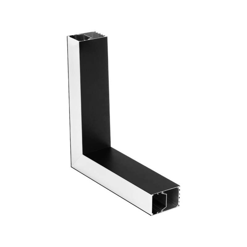 GLOBOSTAR® ALP-CORNER-SIDE90 BRIGHTRAIL 61778 Επιφανειακό / Κρεμαστό Προφίλ Αλουμινίου Γωνία με Λευκό Γαλακτερό Πατητό Κάλυμμα για Ταινίες LED IP20 - Μαύρο Ματ - Μ30 x Π5 x Υ7.5cm