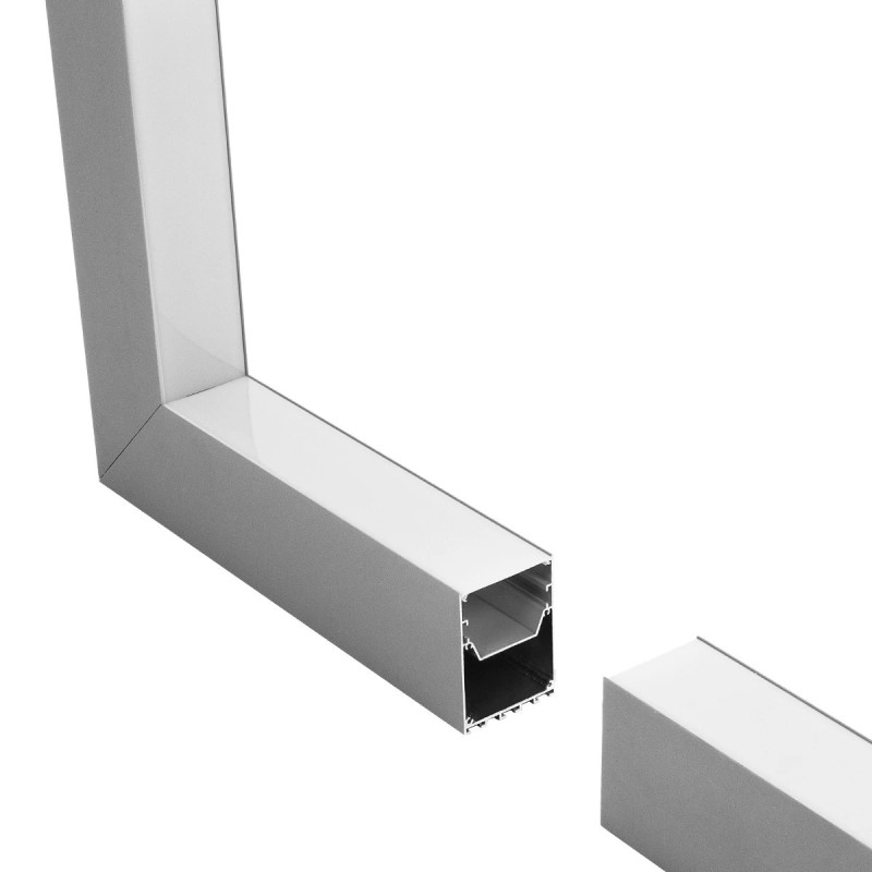 GLOBOSTAR® ALP-CORNER-IN90 BRIGHTRAIL 61782 Επιφανειακό / Κρεμαστό Προφίλ Αλουμινίου Γωνία με Λευκό Γαλακτερό Πατητό Κάλυμμα για Ταινίες LED IP20 - Γκρι Ανθρακί Ματ - Μ30 x Π5 x Υ7.5cm