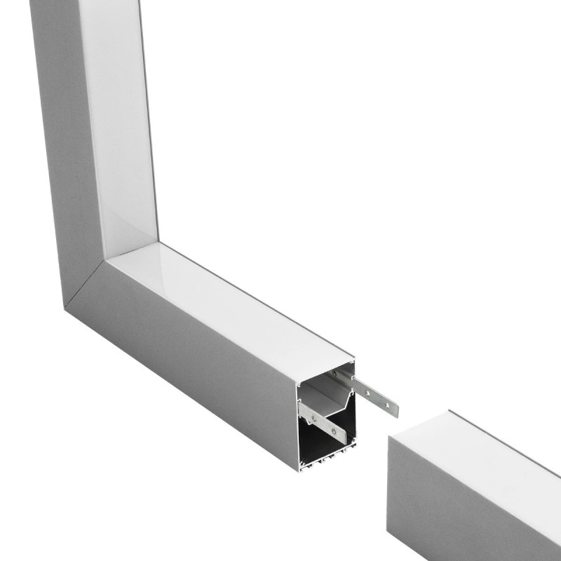 GLOBOSTAR® ALP-CORNER-IN90 BRIGHTRAIL 61782 Επιφανειακό / Κρεμαστό Προφίλ Αλουμινίου Γωνία με Λευκό Γαλακτερό Πατητό Κάλυμμα για Ταινίες LED IP20 - Γκρι Ανθρακί Ματ - Μ30 x Π5 x Υ7.5cm