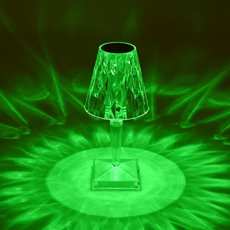 GLOBOSTAR® CRYSTAL 62042 Μοντέρνο Επιτραπέζιο Φωτιστικό Πορτατίφ LED 1W 100lm 360° DC 5V USB-C με Επαναφορτιζόμενη Μπαταρία Li-ion 3.7V 1600mAh IP44 Πολύχρωμο RGBW με Χειριστήριο Dimmable - Sanan SMD Chip - Διάφανο Πλαστικό - Μ11.5 x Π11.5 x Υ25.5cm - 3 Χ