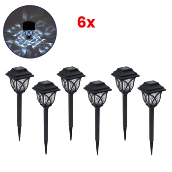 GloboStar® 85703 ΣΕΤ 6 Τεμαχίων Αυτόνομα Ηλιακά Φωτιστικά LED SMD 1W 100lm με Ενσωματωμένη Μπαταρία 600mAh - Φωτοβολταϊκό Πάνελ με Αισθητήρα Ημέρας-Νύχτας Αδιάβροχο IP65 Φανάρι Κήπου Τετράγωνο Ψυχρό Λευκό 6000K