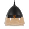 GloboStar® OLIVER 10001231 Vintage Κρεμαστό Φωτιστικό Καμπάνα Μονόφωτο 1 x E27 Μαύρο Μέταλλο με Μελί Γυαλί - Μ20 x Π20 x Υ21cm