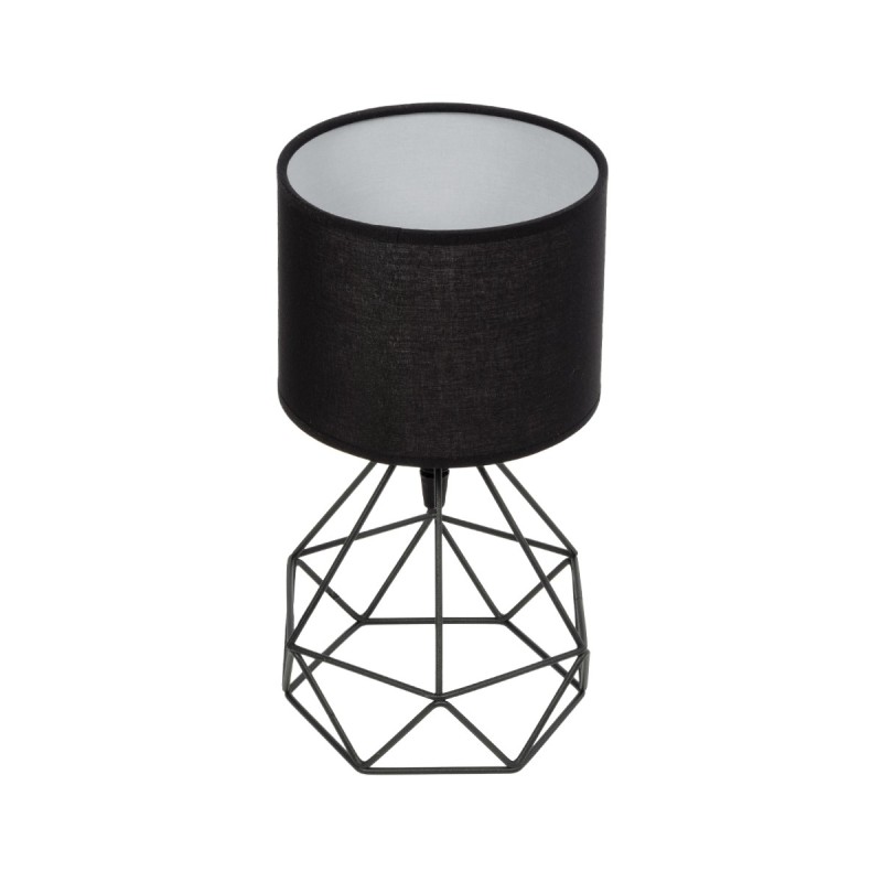 GloboStar® SHAPE 202-0059 Μοντέρνο Eπιτραπέζιο Φωτιστικό Μονόφωτο 1 x E27 IP20 Μαύρο Μέταλλο με Μαύρο Ύφασμα - Μ40 x Π40 x Υ27cm