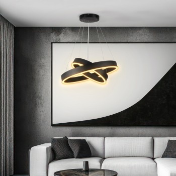 kelvo® VENOM 61185-DECO Μοντέρνο Κρεμαστό Φωτιστικό Οροφής LED 75W 8818lm 120° AC 220-240V IP20 Ρυθμιζόμενο Λευκό CCT με Χειριστήριο από 2700K έως 6000K Dimmable - Lumileds SMD Chip - Μαύρο Ματ - Μ60 x Π60 x Υ40cm - 3 Χρόνια Εγγύηση