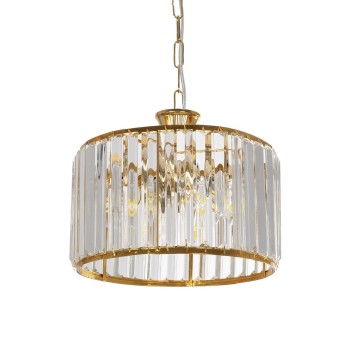 GLOBOSTAR® GLAMOROUS 203-0094 Κλασικό Κρεμαστό Φωτιστικό Οροφής με Ντουί 3 x E27 AC 220-240V IP20 - Χρυσό & Διάφανο - Μ28 x Π28 x Υ21.5cm