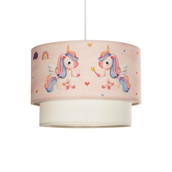 GLOBOSTAR® PONY 204-0016 Παιδικό Κρεμαστό Φωτιστικό Οροφής με Ντουί 1 x E27 AC 220-240V IP20 - Ροζ - Μ30 x Π30 x Υ24cm