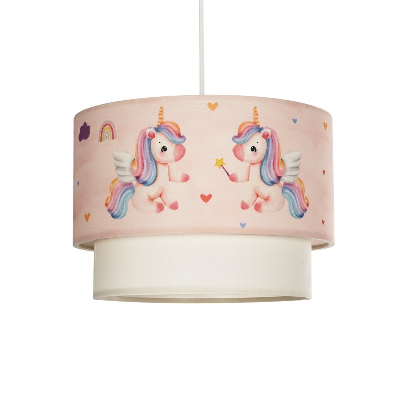 GloboStar® PONY 204-0016 Παιδικό Κρεμαστό Φωτιστικό Φιγούρα Μονόφωτο 1 x E27 IP20 Ροζ Ύφασμα - Μ30 x Π30 x Υ70cm