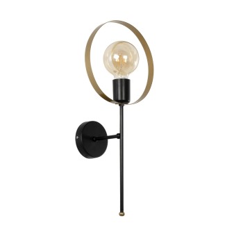 GLOBOSTAR® SOPA 201-0120 Μοντέρνο Φωτιστικό Τοίχου - Απλίκα με Ντουί 1 x E27 AC 220-240V IP20 - Μαύρο & Χρυσό - Μ23 x Π15 x Υ51cm