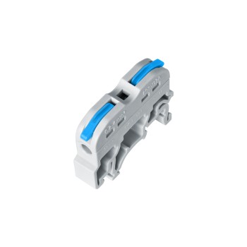 GloboStar® FAST-CONNECT 69903 Μονή Κλέμα Ράγας Ταχείας Σύνδεσης & Διακλάδωσης Καλωδίων για Ηλεκτρολογικούς Πίνακες - 1 x Είσοδος & 1 x Έξοδος με Συμβατή Διατομή Καλωδίων 0.2mm² έως 4mm² - 600V 32A Max - Μ4.5 x Π1 x Υ3.2cm - Γκρι & Μπλε - Πακέτ