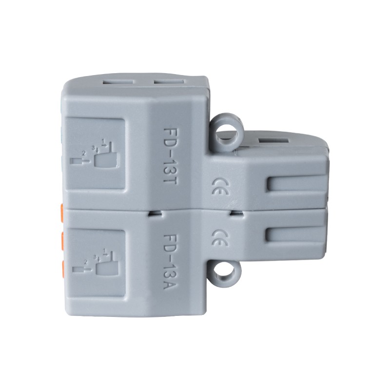 GloboStar® FAST-CONNECT 69914 Διπλή σε Εξαπλή Κλέμα Ταχείας Σύνδεσης & Διακλάδωσης Καλωδίων - 2 x Είσοδοι & 6 x Έξοδοι με Συμβατή Διατομή Καλωδίων 0.08mm² έως 2.5mm² - 250V/4KV 32A Max - Μ3.6 x Π4 x Υ1.5cm - Γκρι με Πορτοκαλί & Μπλε - Πακέτο 5