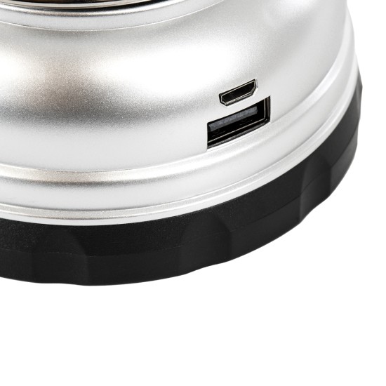 GloboStar® 69933 Αυτόνομο Επαναφορτιζόμενο Φανάρι Camping LED 5W με Επαναφορτιζόμενη Μπαταρία 18650 1200mAh Li-ion - Power Bank - Αδιάβροχο IP54 - Dimmable - Μαύρο Ασημί - Ψυχρό Λευκό 6000K Φ10.2 x Υ18cm GloboStar® 69933 Αυτόνομο Επαναφορτιζόμενο Φανάρι Camping LED 5W με Επαναφορτιζόμενη Μπαταρία 18650 1200mAh Li-ion - Power Bank - Αδιάβροχο IP54 - Dimmable - Μαύρο Ασημί - Ψυχρό Λευκό 6000K Φ10.2 x Υ18cm