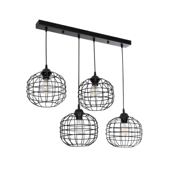 GloboStar® PULSAR 201-0103 Vintage Κρεμαστό Φωτιστικό Ράγα Πολύφωτο 4 x E27 IP20 Μαύρο Μέταλλο - Μ70 x Π20 x Υ80cm GloboStar® PULSAR 201-0103 Vintage Κρεμαστό Φωτιστικό Ράγα Πολύφωτο 4 x E27 IP20 Μαύρο Μέταλλο - Μ70 x Π20 x Υ80cm