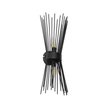 GLOBOSTAR® HORN 203-0043 Vintage Φωτιστικό Τοίχου - Απλίκα με Ντουί 2 x E14 AC 220-240V IP20 - Μαύρο - Μ14 x Π17 x Υ44.5cm