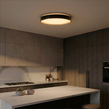 kelvo® BARCHETTA KLV-101-0266-V2 Φωτιστικό Οροφής LED 72W 7200lm 120° AC 220-240V IP20 Ρυθμιζόμενο Λευκό CCT με Χειριστήριο από 2700K έως 6000K Dimmable - Lumileds SMD Chip - Μαύρο & Σαμπανιζέ Χρυσό Ματ - Μ48 x Π48 x Υ8.2cm - 3 Χρόνια Εγγύηση