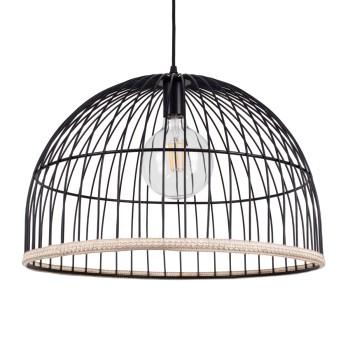 GLOBOSTAR® NEVIS 00681 Μοντέρνο Κρεμαστό Φωτιστικό Οροφής με Ντουί 1 x E27 AC 220-240V IP20 - Μαύρο & Μπεζ - Μ49 x Π49 x Υ34.5cm