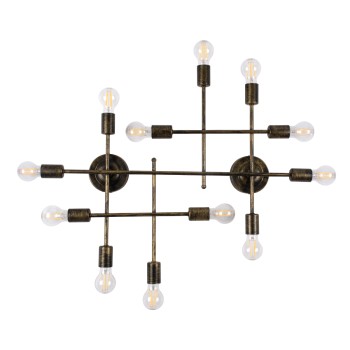 GLOBOSTAR® PIPING 00669 Vintage Φωτιστικό Τοίχου - Απλίκα με Ντουί 12 x E27 AC 220-240V IP20 - Μπρούτζινο - Μ78.5 x Π9.5 x Υ64cm
