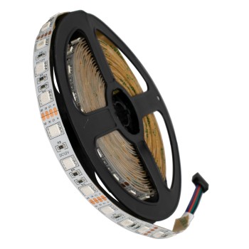 GLOBOSTAR® LUMAR 70029 Ταινία LED 14.4W/m 936lm/m 120° DC 12V IP20 60 x SMD5050 Chip/m Πολύχρωμο RGB Dimmable - Sanan SMD Chip - Μ500 x Π1 x Υ0.2cm - Ρολό 5 Μέτρων - 5 Χρόνια Εγγύηση