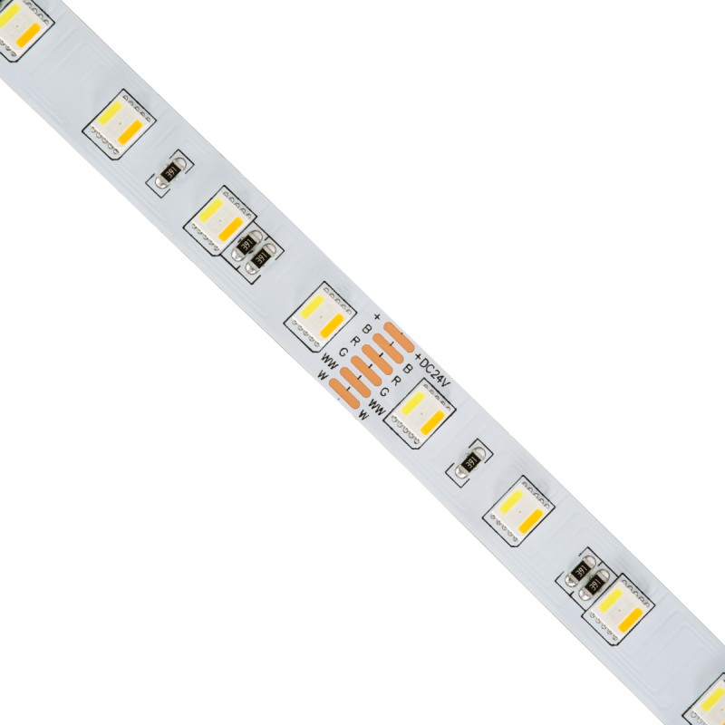 GloboStar® 70263 Ταινία LED SMD 5050 RGBW + WW 5in1 5m 24W/m 60LED/m 120° DC 24V IP20 2400lm/m Πολύχρωμη RGB - Ψυχρό Λευκό 6000K - Φυσικό Λευκό 4500K - Θερμό Λευκό 2700K - 5 Χρόνια Εγγύηση