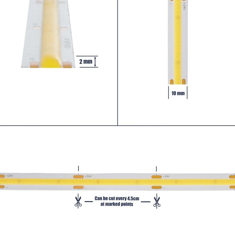 GLOBOSTAR® BEE 70350 Ταινία LED 10W/m 1100lm/m 120° DC 24V IP20 528 x COB Chip/m Ψυχρό Λευκό 6000K Dimmable - Μ500 x Π1 x Υ0.2cm - Ρολό 5 Μέτρων - 5 Χρόνια Εγγύηση