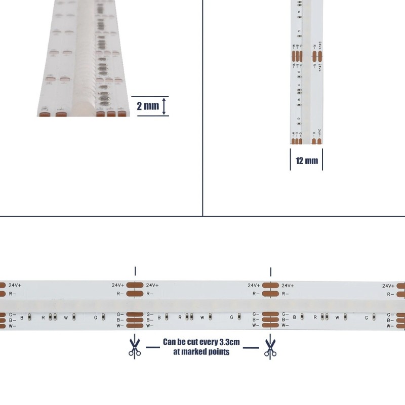 GLOBOSTAR® BEE 70354 Ταινία LED 19.2W/m 2112lm/m 120° DC 24V IP20 784 x COB Chip/m Πολύχρωμο RGB+WW Dimmable - Μ500 x Π1.2 x Υ0.2cm - Ρολό 5 Μέτρων - 5 Χρόνια Εγγύηση