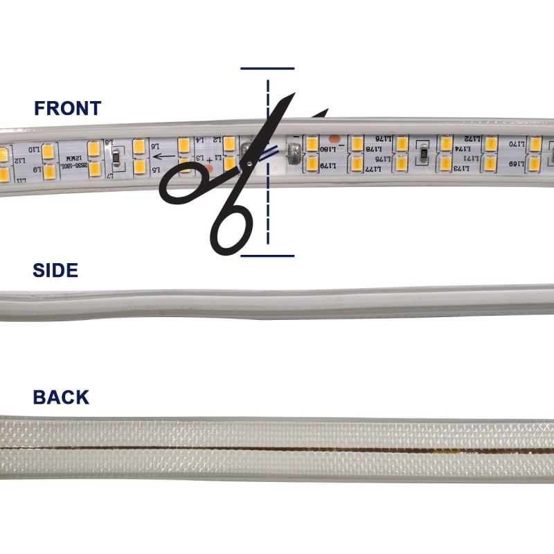 GloboStar® 70513 Wide Ταινία Διπλής Σειράς Epistar LED SMD 2835 1m 24W/m 180LED/m 3144lm/m 120° DC 230V Αδιάβροχη IP68 Ultra Θερμό Λευκό 2200K Dimmable