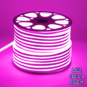 GLOBOSTAR® NEOVALE 70577 Ταινία Neon Flex LED 12W/m 600lm/m 120° DC 220-240V Αδιάβροχο IP65 120 x SMD2835 Chip/m Ροζ Dimmable - Sanan SMD Chip - Μ100 x Π0.8 x Υ1.6cm - 3 Χρόνια Εγγύηση