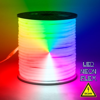 GLOBOSTAR® NEOTUBE 70588 Ταινία Neon Flex LED 18W/m 900lm/m 360° DC 24V Αδιάβροχο IP65 60 x SMD5050 Chip/m Πολύχρωμο RGB Dimmable - Sanan SMD Chip - Μ500 x Π2.1 x Υ2.1cm - Ρολό 5 Μέτρων - 3 Χρόνια Εγγύηση