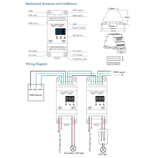 GloboStar® 70672 S1-D1 SKYDANCE AC Triac DMX Dimmer Din Rail Ράγας 1 Καναλιού AC 100-240V 1 x 2A 480W - Max 2A 480W - IP20 DMX512 Μ11.5 x Π5 x Υ6.5cm - 5 Years Warranty GloboStar® 70672 S1-D1 SKYDANCE AC Triac DMX Dimmer Din Rail Ράγας 1 Καναλιού AC 100-240V 1 x 2A 480W - Max 2A 480W - IP20 DMX512 Μ11.5 x Π5 x Υ6.5cm - 5 Years Warranty