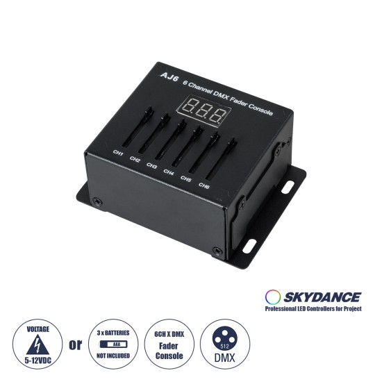GloboStar® 70675 AJ6 SKYDANCE DMX 6 Channel Fader Console - Κονσόλα Φωτισμού 6 Καναλιών DMX DC 5-12V ή 3 x AAA Μπαταρίες - IP20 Μ10 x Π7 x Υ4cm - 5 Years Warranty GloboStar® 70675 AJ6 SKYDANCE DMX 6 Channel Fader Console - Κονσόλα Φωτισμού 6 Καναλιών DMX DC 5-12V ή 3 x AAA Μπαταρίες - IP20 Μ10 x Π7 x Υ4cm - 5 Years Warranty