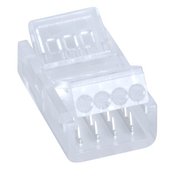 GloboStar® 70688 Ενωτικός Σύνδεσμος για Πολύχρωμη Ταινία LED RGB 10mm 4 PIN σε Καλώδιο Τροφοδοσίας Ατερμάτιστο 4 PIN Μ2.1 x Π1.3 x Υ0.7cm Διάφανο