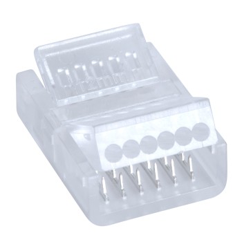 GLOBOSTAR® STRIPART 70690 Ενωτικός Ταχυσύνδεσμος για Πολύχρωμη RGBW+WW Ταινία LED 6Pin 12mm σε Καλώδιο Τροφοδοσίας 6Pin IP20 - Μ2.1 x Π1.6 x Υ0.7cm