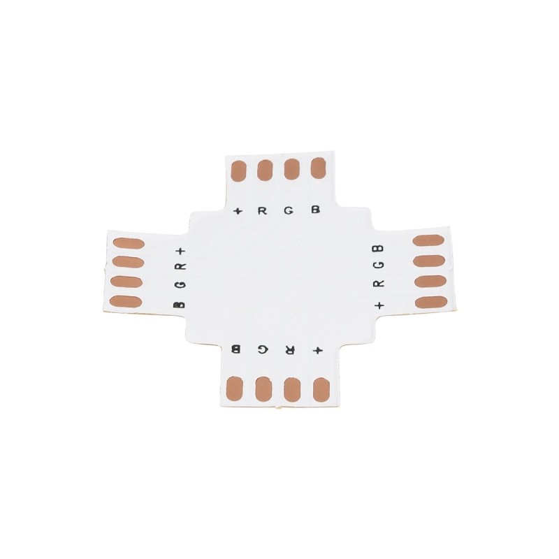 GloboStar® 70709 Connector + Σταυρός για RGB Ταινίες LED 7.2 & 14.4 Watt - Μ3 x Π3 x Υ0.1cm