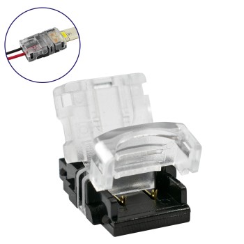 GLOBOSTAR® STRIPART 70720 Ενωτικός Ταχυσύνδεσμος για Μονόχρωμη Ταινία LED 2Pin 10mm σε Καλώδιο Τροφοδοσίας 2Pin Αδιάβροχο IP65 - Μ1.5 x Π2.4 x Υ0.8cm