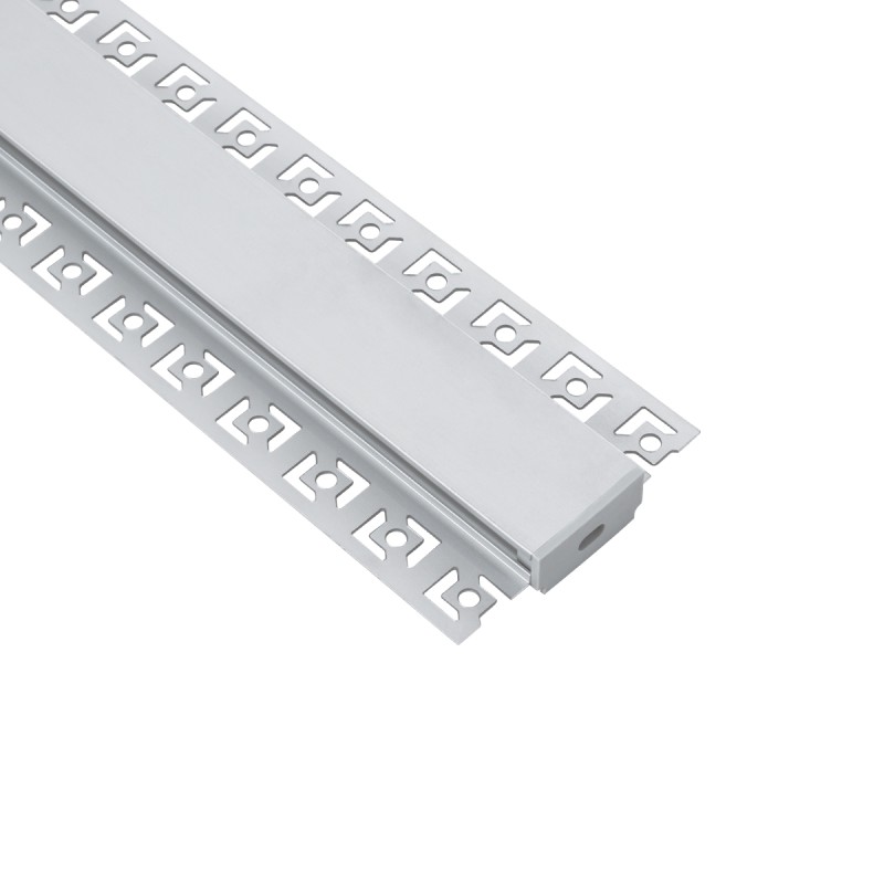 GloboStar® PLASTERBOARD-PROFILE 70819-3M Προφίλ Αλουμινίου - Βάση & Ψύκτρα Ταινίας LED με Λευκό Γαλακτερό Κάλυμμα - Χωνευτή Χρήση σε Γυψοσανίδα - Trimless - Πατητό Κάλυμμα - Ασημί - 3 Μέτρα - Πακέτο 5 Τεμαχίων - Μ300 x Π6.7 x Υ1.4cm