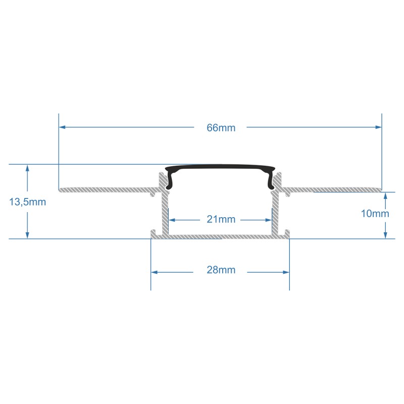 GloboStar® PLASTERBOARD-PROFILE 70820-3M Προφίλ Αλουμινίου - Βάση & Ψύκτρα Ταινίας LED με Μαύρο Φιμέ Κάλυμμα - Χωνευτή Χρήση σε Γυψοσανίδα - Trimless - Πατητό Κάλυμμα - Ασημί - 3 Μέτρα - Πακέτο 5 Τεμαχίων - Μ300 x Π6.7 x Υ1.4cm