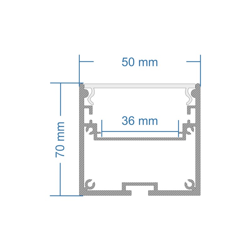 GloboStar® SURFACEPENDANT-PROFILE 70827-1M Προφίλ Αλουμινίου - Βάση & Ψύκτρα Ταινίας LED με Λευκό Γαλακτερό Κάλυμμα - Επιφανειακή & Κρεμαστή Χρήση - Πατητό Κάλυμμα - Λευκό - 1 Μέτρο - Μ100 x Π5 x Υ7cm