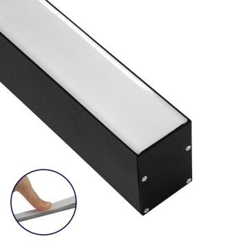 GLOBOSTAR® ALP-LINEAR VERTEX 70828-3M Επιφανειακό Προφίλ Αλουμινίου με Λευκό Γαλακτερό Πατητό Κάλυμμα για Ταινίες LED IP20 - Μαύρο & Λευκό - Μ300 x Π5 x Υ7cm