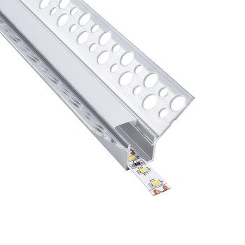 GloboStar® PLASTERBOARD-PROFILE 70836-3M Προφίλ Αλουμινίου - Βάση & Ψύκτρα Ταινίας LED με Λευκό Γαλακτερό Κάλυμμα - Χωνευτή Γωνιακή Χρήση σε Εσωτερική Γωνία Γυψοσανίδας - Trimless - Πατητό Κάλυμμα - Ασημί - 3 Μέτρα - Πακέτο 5 Τεμαχίων - Μ300 x Π3.1 x 