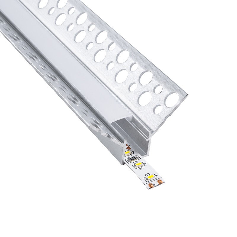 GloboStar® PLASTERBOARD-PROFILE 70836-3M Προφίλ Αλουμινίου - Βάση & Ψύκτρα Ταινίας LED με Λευκό Γαλακτερό Κάλυμμα - Χωνευτή Γωνιακή Χρήση σε Εσωτερική Γωνία Γυψοσανίδας - Trimless - Πατητό Κάλυμμα - Ασημί - 3 Μέτρα - Πακέτο 5 Τεμαχίων - Μ300 x Π3.1 x