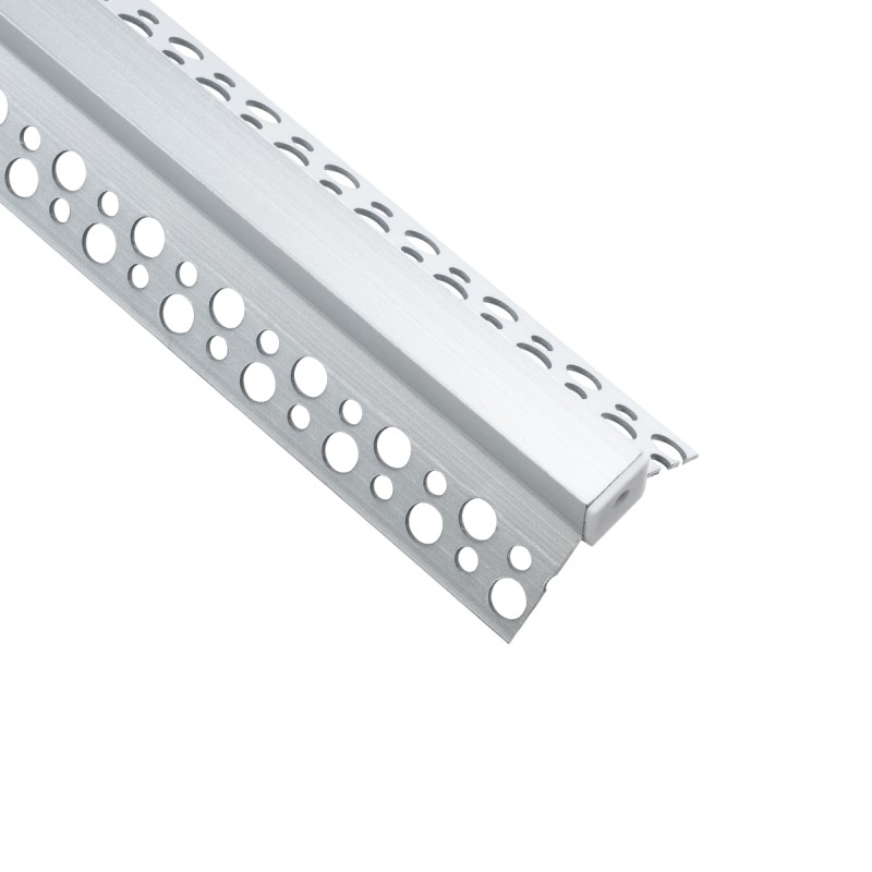 GloboStar® PLASTERBOARD-PROFILE 70836-3M Προφίλ Αλουμινίου - Βάση & Ψύκτρα Ταινίας LED με Λευκό Γαλακτερό Κάλυμμα - Χωνευτή Γωνιακή Χρήση σε Εσωτερική Γωνία Γυψοσανίδας - Trimless - Πατητό Κάλυμμα - Ασημί - 3 Μέτρα - Πακέτο 5 Τεμαχίων - Μ300 x Π3.1 x