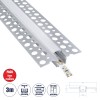 GloboStar® PLASTERBOARD-PROFILE 70838-3M Προφίλ Αλουμινίου - Βάση & Ψύκτρα Ταινίας LED με Λευκό Γαλακτερό Κάλυμμα - Χωνευτή Χρήση σε Γυψοσανίδα - Trimless - Πατητό Κάλυμμα - Ασημί - 3 Μέτρα - Πακέτο 5 Τεμαχίων - Μ300 x Π5.6 x Υ1.5cm