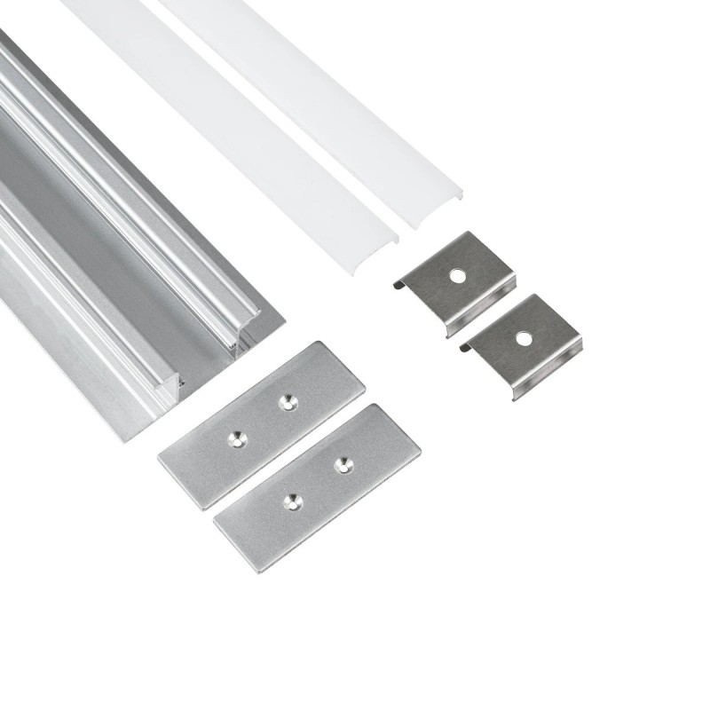 GLOBOSTAR® ALP-WALL-UPDOWN CONCEALED 70844-1M Επιφανειακό Προφίλ Αλουμινίου Ειδικό για Δημιουργία Κρυφού Φωτισμού Up & Down με Λευκό Γαλακτερό Πατητό Κάλυμμα για Ταινίες LED IP20 - Ασημί & Λευκό - Μ100 x Π5 x Υ1.7cm