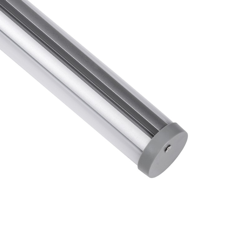 GLOBOSTAR® ALP-ROUND TUBIT 70853-3M Επιφανειακό & Κρεμαστό Προφίλ Αλουμινίου με Λευκό Γαλακτερό Πατητό Κάλυμμα για Ταινίες LED IP20 - Ασημί & Λευκό - Μ300 x Π3 x Υ3cm