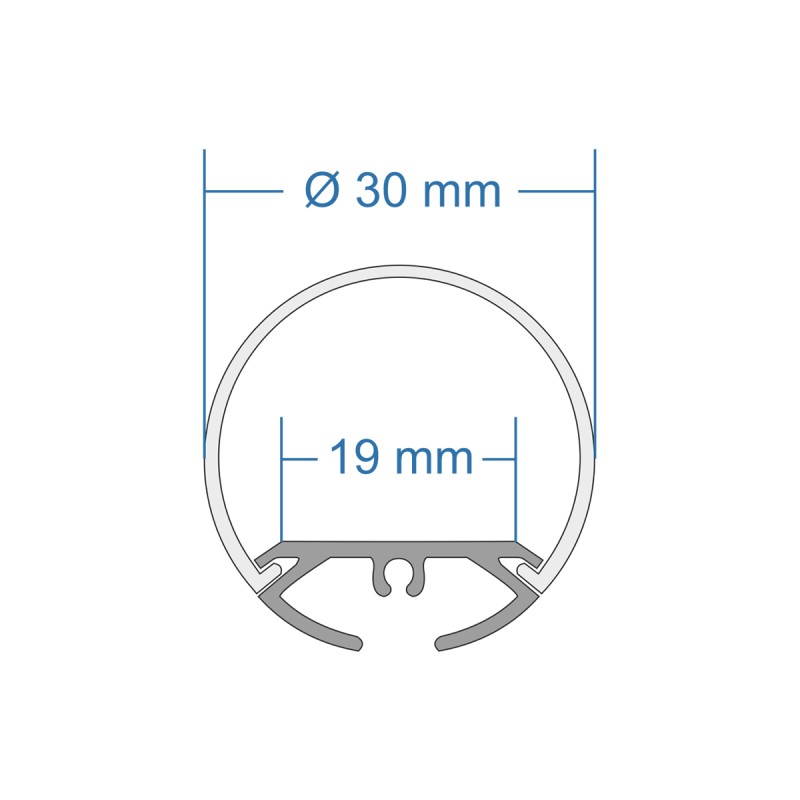 GLOBOSTAR® ALP-ROUND TUBIT 70853-3M Επιφανειακό & Κρεμαστό Προφίλ Αλουμινίου με Λευκό Γαλακτερό Πατητό Κάλυμμα για Ταινίες LED IP20 - Ασημί & Λευκό - Μ300 x Π3 x Υ3cm