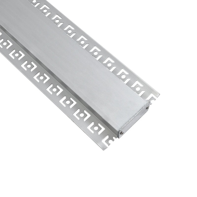 GLOBOSTAR® ALP-PLASTERIN GYPSO 70861-1M Χωνευτό Προφίλ Αλουμινίου Ειδικό για Γυψοσανίδα με Λευκό Γαλακτερό Πατητό Κάλυμμα για Ταινίες LED IP20 - Ασημί & Λευκό - Μ100 x Π7.8 x Υ1.4cm