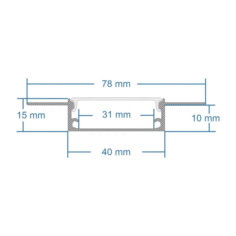 GLOBOSTAR® ALP-PLASTERIN GYPSO 70861-1M Χωνευτό Προφίλ Αλουμινίου Ειδικό για Γυψοσανίδα με Λευκό Γαλακτερό Πατητό Κάλυμμα για Ταινίες LED IP20 - Ασημί & Λευκό - Μ100 x Π7.8 x Υ1.4cm
