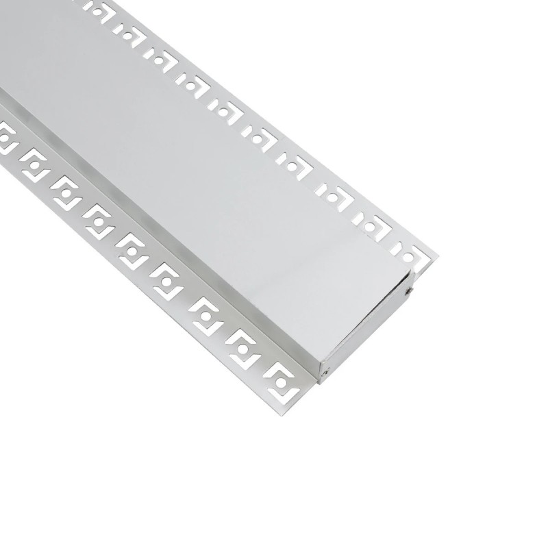 GLOBOSTAR® ALP-PLASTERIN GYPSO 70862-1M Χωνευτό Προφίλ Αλουμινίου Ειδικό για Γυψοσανίδα με Λευκό Γαλακτερό Πατητό Κάλυμμα για Ταινίες LED IP20 - Ασημί & Λευκό - Μ100 x Π8.8 x Υ2cm