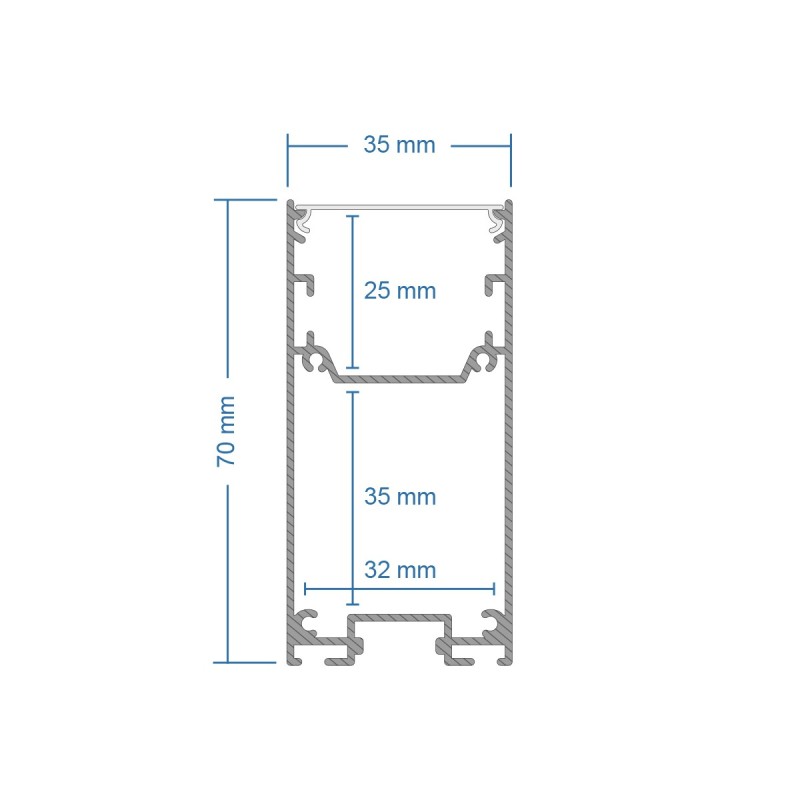 GLOBOSTAR® ALP-LINEAR LUMILINE 61765-3M Επιφανειακό / Κρεμαστό / Επιτοίχιο Προφίλ Αλουμινίου με Λευκό Γαλακτερό Πατητό Κάλυμμα για Ταινίες LED IP20 - Γκρι Ανθρακί Ματ - Μ300 x Π3.5 x Υ7cm