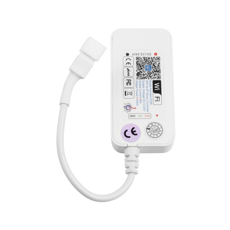 GLOBOSTAR® SP611E 73451 RF & WiFi 2.4G Ψηφιακός Pixel Addressable Controller DC 5-12-24V IP20 - RF & WiFi 2.4G & Bluetooth - SPI/TTL Protocol 2048 IC - Μ6.5 x Π3.3 x Υ1.5cm - 2 Χρόνια Εγγύηση