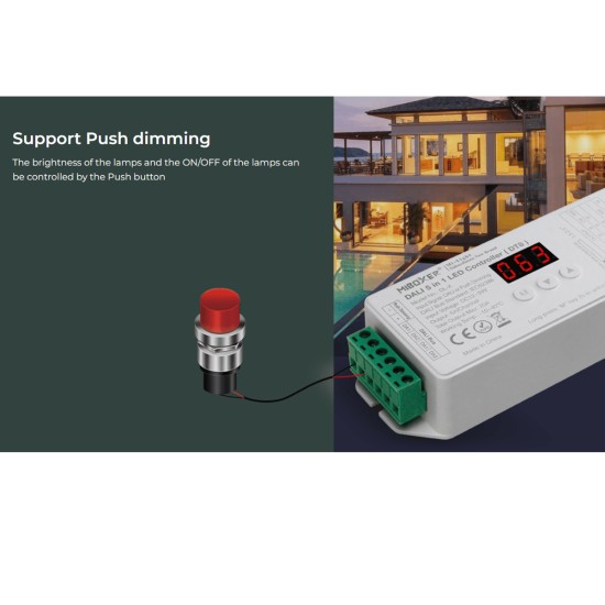 GloboStar® 71423 DL-X Mi-BOXER DC DALI & Push Dimming 5 in 1 High Speed Controller / Dimmer 5 Καναλιών DC 12-24V 5 x 6A 144W - Max 20A 480W - IP20 RGBW+WW Μ13 x Π5 x Υ2.5cm - 5 Years Warranty GloboStar® 71423 DL-X Mi-BOXER DC DALI & Push Dimming 5 in 1 High Speed Controller / Dimmer 5 Καναλιών DC 12-24V 5 x 6A 144W - Max 20A 480W - IP20 RGBW+WW Μ13 x Π5 x Υ2.5cm - 5 Years Warranty